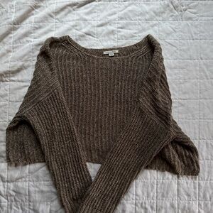 American Eagle Outfitters Taupe Brown Ribbed Scoop Neck Sweater